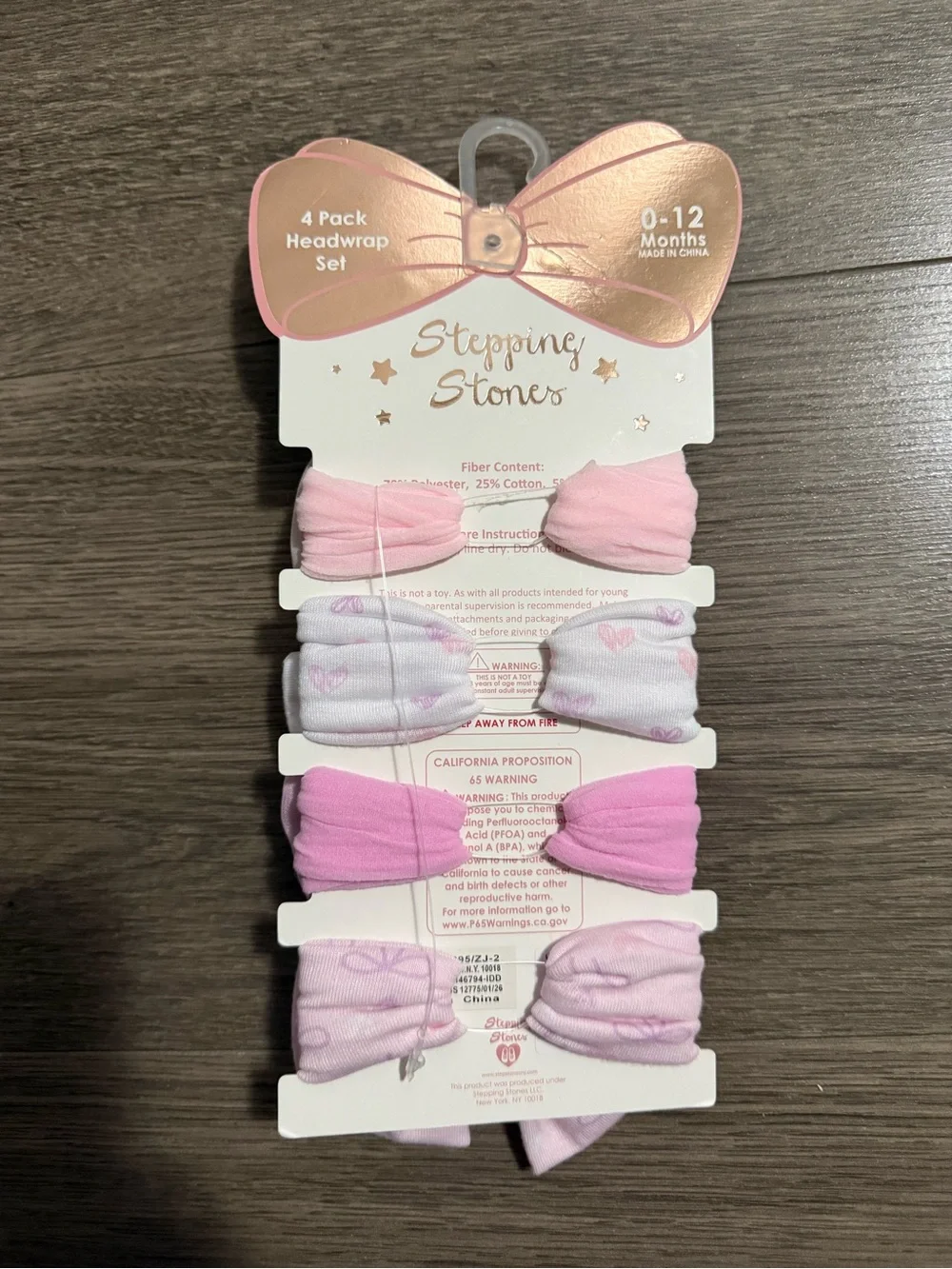 Stepping Stones Baby Pink Floral Headwrap Set - 4 Pack (0-12 Months)